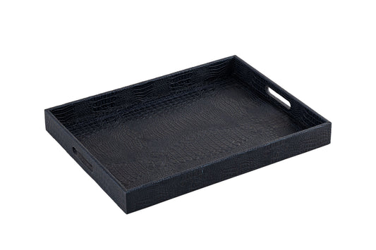 Ambar Luxurious Vegan Leather Serving Tray| Navy Large