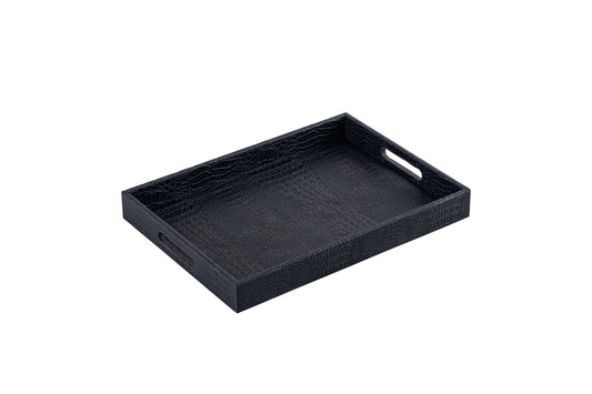 Ambar Luxurious Vegan Leather Serving Tray| Navy Medium