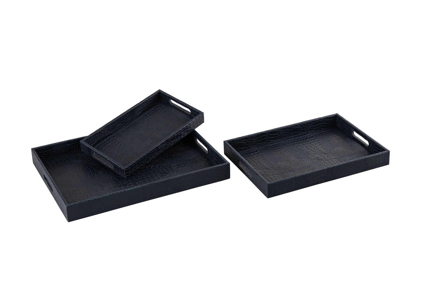 Ambar Luxurious Vegan Leather Serving Tray| Navy Small
