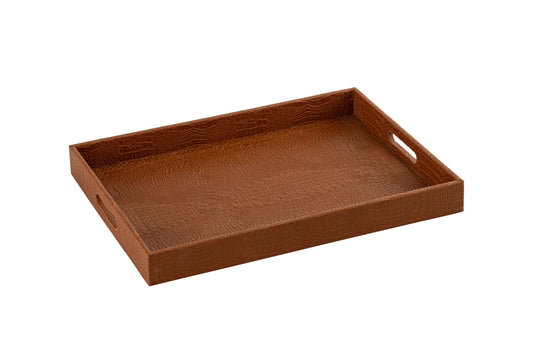 Ambar Luxurious Vegan Leather Serving Tray| Tan Large