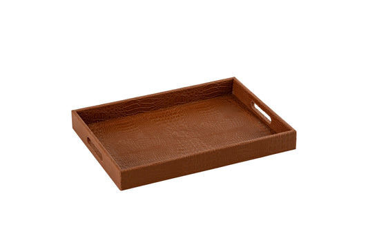 Ambar Luxurious Vegan Leather Serving Tray| Tan Medium